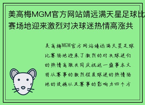 美高梅MGM官方网站靖远满天星足球比赛场地迎来激烈对决球迷热情高涨共庆盛事